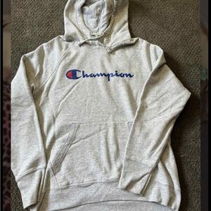 Champion Light Gray Pullover Hoodie youth large